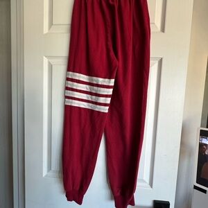 Red Kids Jogger Pants with White Stripes
